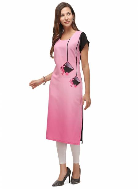 Pink Colour And White Colour RYN New Designer Daily Wear Rayon Women Kurti Collection RYN-VT2376